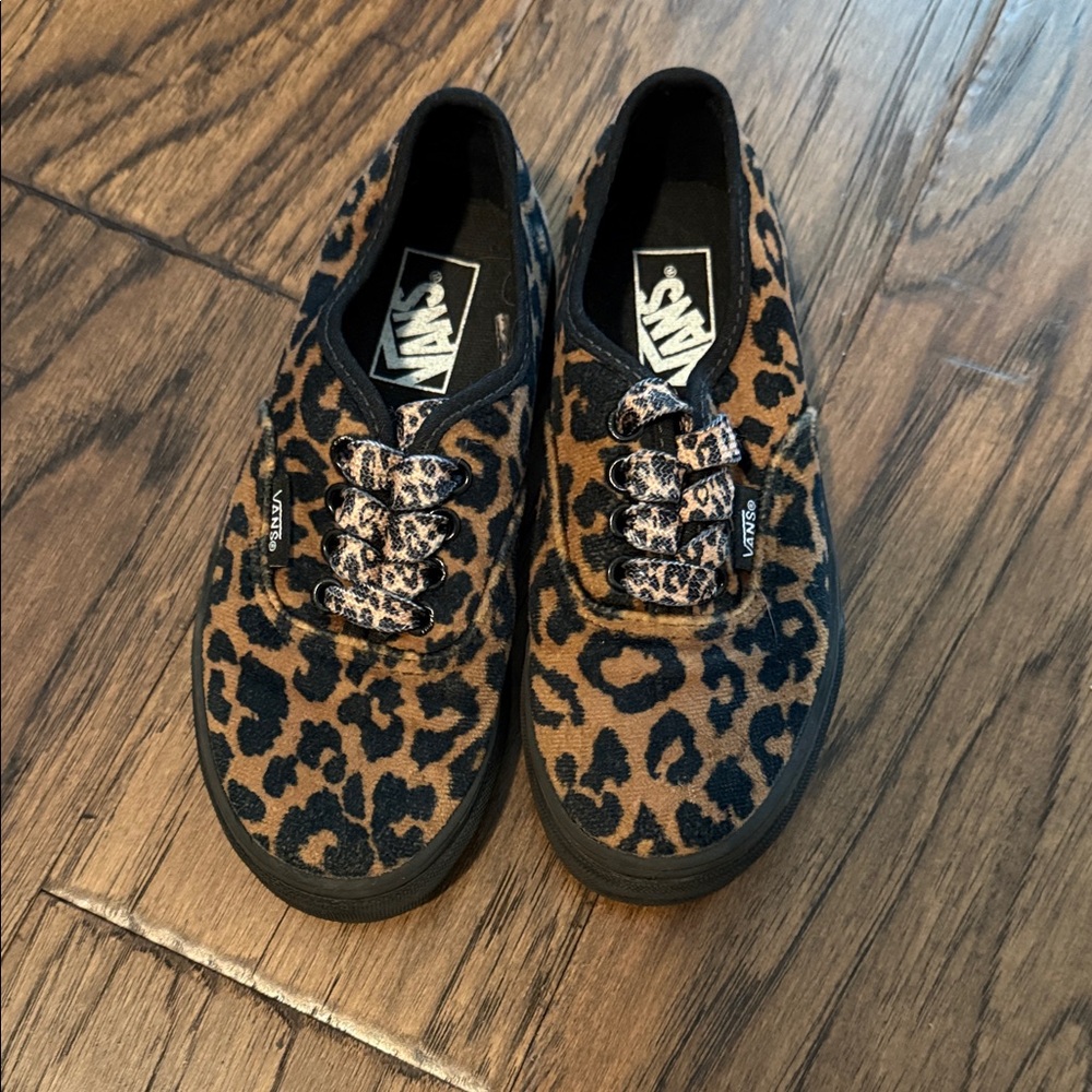 Vans Kids Black and Brown Animal Print Sneakers